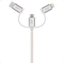 Cabo Trio Lightning Micro USB Tipo C Oex Branco 1mt