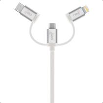 Cabo Trio Lightning/Micro USB/Tipo C Oex CE301 Branco 1mt