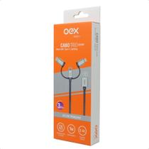 Cabo Trio Micro Usb Type C E Lightning Nylon Oex Ce301 1M Cinza