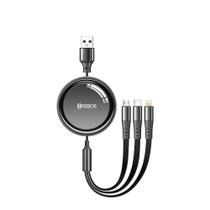 Cabo TrioLink Retratil 60w Turbo 3 Em 1 V8 Tipo C Lightning
