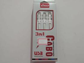 Cabo triplo para celular xtrad ch00127 micro usb tipo c 2.4a - branco
