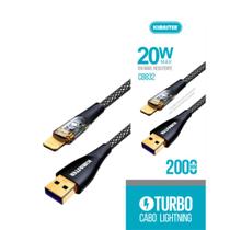 Cabo turbo 2m com led usb-c/ lightning 20w cb832