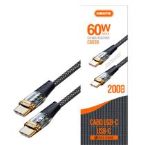 Cabo turbo 2m com led usb-c / usb-c android 60w cb838p