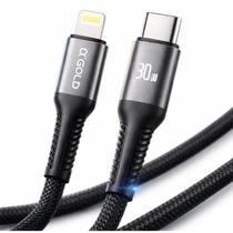 Cabo Turbo 30W αGOLD CB130 TipoC para Lightning em Alumínio Trançado 1m Carga Rápida Blindado e Super Resistente Conector Reforçado Premium