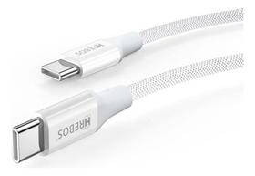 Cabo Turbo Hrebos 100w 2m Usb-c Trançado Branco Reforçado - Branco