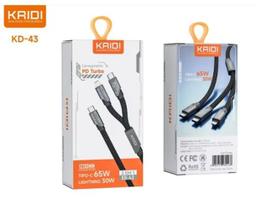Cabo Turbo Kaidi 2in1 TipoC 65W Lightning 30W 1,2M KD43