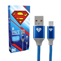 Cabo Turbo para carregador 1,5m USB-A p/ Micro USB - Superman Cabo Turbo para carregador 1,5m USB-A p/ Micro USB - Superman