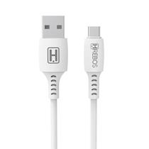 Cabo Turbo USB Para Tipo C 1 Metro Branco Hrebos HS-41 Cabo Turbo USB Para Tipo C 1 Metro Branco Hrebos HS-41