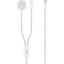 Cabo Two-in 2x1 Hrebos Tipo C, Compativel Lightning E Magnético Crw-501 Cor Branco