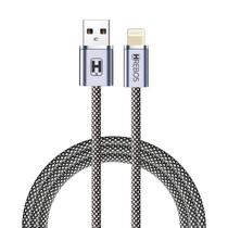 Cabo USB 18W 2 Metros Compatível Lightning iPhone iPad Carregamento Rápido Reforçado Hrebos NeoBraided CB-268I Preto Cza Cabo USB 18W 2 Metros Compatível Lightning iPhone iPad Carregamento Rápido Reforçado Hrebos NeoBraided CB-268I Preto Cza