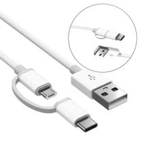 Cabo USB 2 em 1 1m Compatível com Carga Rápida para Celulares USB-C e Micro-USB LE876BR