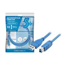 Cabo USB 3.1 A Macho B Macho para Impressoras e Scanners 10 Metros - 5