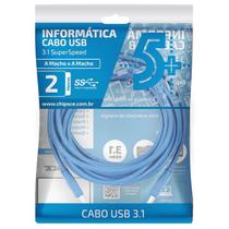 Cabo USB 3.1 Super Speed a MACHO/A Macho Azul 2 Metros 018-7701 5+