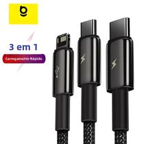 Cabo USB 3 Em 1 De Carregamento Rápido Para iPhone 14 pro Max Xiaomi Redmi Note 9 Samsung S23 Micro