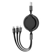 Cabo Usb 3 Em 1 Preto Rápido Lightning Microusb Tipo-C