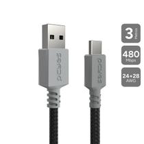 Cabo Usb A 2.0 Macho P/ Usb Tipo-C - Conec. Cinza - P/ Ps5 - 3M - Nylon - Cbpy03C Cabo Usb A 2.0 Macho P/ Usb Tipo-C - Conec. Cinza - P/ Ps5 - 3M - Nylon - Cbpy03C
