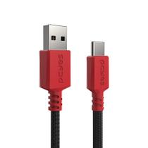Cabo USB a 2.0 Macho P/ USB TIPO-C - Conec. Vermelho - P/ SWITCH - 3 Metros - NYLON - CBPY03V