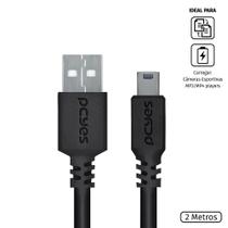Cabo USB a 2.0 Macho para Mini USB B Macho 28AWG Puro Cobre 2 Metros - PUANM2-2 Cabo USB a 2.0 Macho para Mini USB B Macho 28AWG Puro Cobre 2 Metros - PUANM2-2