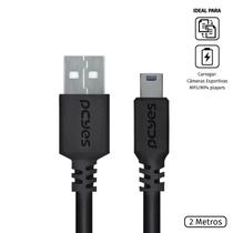 Cabo usb a 2.0 macho para mini usb b macho 28awg puro cobre 2 metros - puanm2-2 Cabo usb a 2.0 macho para mini usb b macho 28awg puro cobre 2 metros - puanm2-2