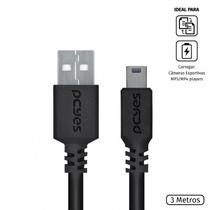 Cabo usb a 2.0 macho para mini usb b macho 28awg puro cobre 3 metros - puanm2-3 Cabo usb a 2.0 macho para mini usb b macho 28awg puro cobre 3 metros - puanm2-3