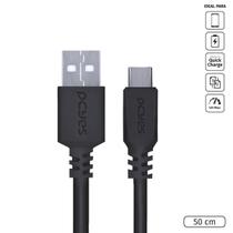 Cabo Usb A 2.0 Para Usb Tipo C 50cm Preto - Puacp-05