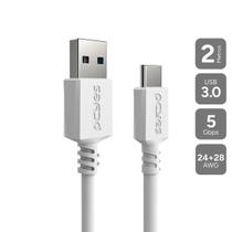 Cabo USB a 3.0 Macho P/ USB TIPO-C - Branco - 2 Metros - PUCAP3-2B