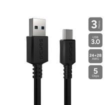 Cabo Usb A 3.0 Macho P/ Usb Tipo-c - Preto - 3 Metros - Pucap3-3