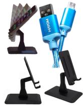 Cabo Usb A-macho Micro Usb 2.0 - 1 Metro Hayom - Cb1117 Azul + SUPORTE DE MESA P/CELULAR