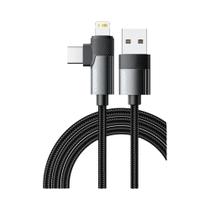 Cabo USB a Tipo C Lightning 2 Em 1 Com Carregamento Rápido E Ângulo De 90 Graus Para iPhone 16 15 14