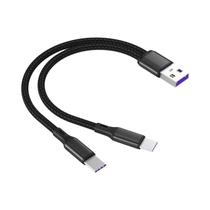 Cabo USB C 2-em-1 De Duas Portas 8FT 4FT Em Nylon Trançado Para Carregamento Rápido E Transferência