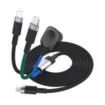 Cabo USB C 3 Em 2 Para iPhone 16 E Carregador De Relógio iWatch Series, Cabo De Carregamento Rápido