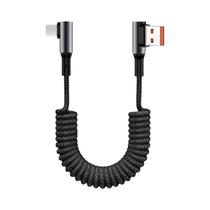 Cabo USB C Enrolado De 90 Graus Para Android Auto CarPlay, Cabo USB a Para USB C Compatível Com