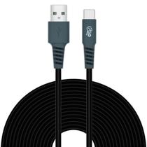 Cabo USB-C I2GO 3 Metros Flexível Preto Com Cinza