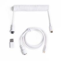 Cabo USB-C Keychron Custom Coiled Aviator branco de 1,0 m