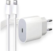 Cabo Usb-C-Lightning + Fonte Carregador 20W Turbo Compatível iPhone X Xr SE 11 12 13 14 Basike