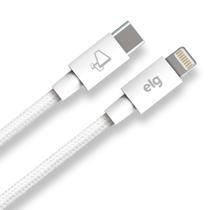 Cabo USB-C para Lightning, Sincronização e Carga Ultrarrápida 27W 3A, Malha Trançada, Cor:BrancoTamanho:2 metros Cabo USB-C para Lightning, Sincronização e Carga Ultrarrápida 27W 3A, Malha Trançada, Cor:BrancoTamanho:2 metros