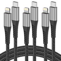 Cabo USB C para Lightning Umefy de 3 pés certificado MFi, pacote com 3
