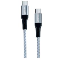 Cabo USB C para USB C 2.0 Geonav 1,5m Nylon Reforçado Cinza Alta Durabilidade UCC06 Cabo USB C para USB C 2.0 Geonav 1,5m Nylon Reforçado Cinza Alta Durabilidade UCC06