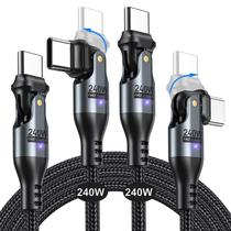 Cabo USB C para USB C AUFU 240 W 6 pés (pacote com 2) para telefone/MacBook