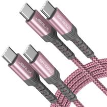 Cabo USB C para USB C JSAUX 100W 5A de carregamento rápido, pacote com 2 m, rosa Cabo USB C para USB C JSAUX 100W 5A de carregamento rápido, pacote com 2 m, rosa