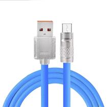 Cabo Usb C Tipo C Turbo Metal Silicone 120W 5A Flexivel Azul