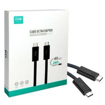 Cabo USB-C Ultra Rápido Thunderbolt 4 8k@60hz 240w De 1.2m FAM-Prime Preto. Cabo USB-C Ultra Rápido Thunderbolt 4 8k@60hz 240w De 1.2m FAM-Prime Preto.