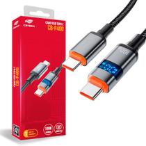 Cabo USB-C x USB-C 1M Com Tela LCD Marcador de W CB-P400GY Cabo USB-C x USB-C 1M Com Tela LCD Marcador de W CB-P400GY