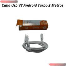 Cabo Usb Carregador Celular V8 Turbo P/ Galaxy S3 S4 S5 S7 Y A3 A5 A6 Forte com 2 Metros Cor Branco