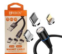 Cabo Usb Carregador Magnetico Nylon Imã Rápido Lightning