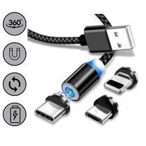 Cabo Usb De Metal Magnético 3 Em 1 Tipo C / V8 / Iphone Cabo Usb De Metal Magnético 3 Em 1 Tipo C / V8 / Iphone
