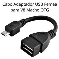 Cabo usb femea + v8/ otg v8