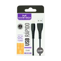 Cabo USB IOS Maketech CA 227I Preto 2,4A 2 Metros Cabo USB IOS Maketech CA 227I Preto 2,4A 2 Metros
