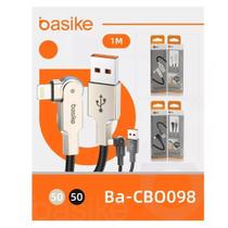 Cabo USB Lightning 12W USB 1 Metro Rotativo Compativel Iphone Preto Basike Cabo USB Lightning 12W USB 1 Metro Rotativo Compativel Iphone Preto Basike