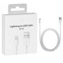 Cabo USB Lightning Compatível 2 Metros Branco Iphone-5-6-7-8-Plus-X-XS-Max/ipad